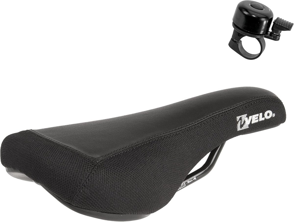Fietszadel Set - BMX Zadel - Sportief Fietsen - Inclusief Fietsbel - Zwart