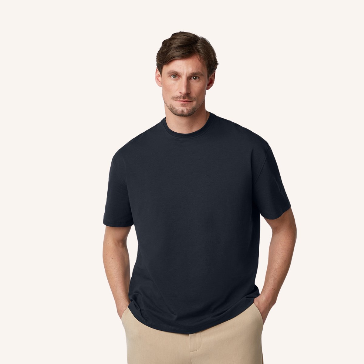 Geurwerend, Kleurvast & Vormvast – Stretch BCI-Katoen – LABFRESH Heren T-shirt Relaxed Fit Navy