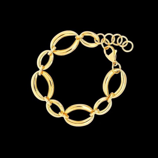 Bracelet doré à maillons ovales plats de Victoria Valenza.