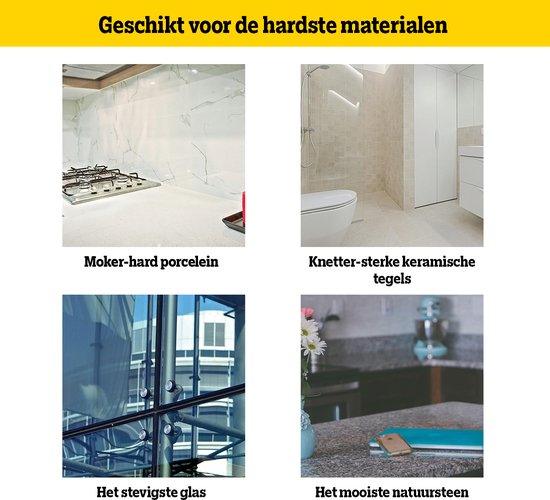 Een keukenblad van marmerlook met kookplaat, een badkamer met beige tegels, een glazen gevel en een keukenblad met marmerprint.
