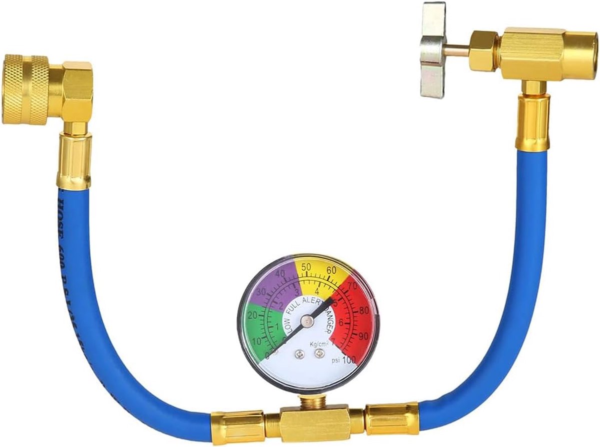 Koelmiddel Vulslang - Airco Vulkit - Airco Onderhoud - Met Manometer - 48cm Lengte