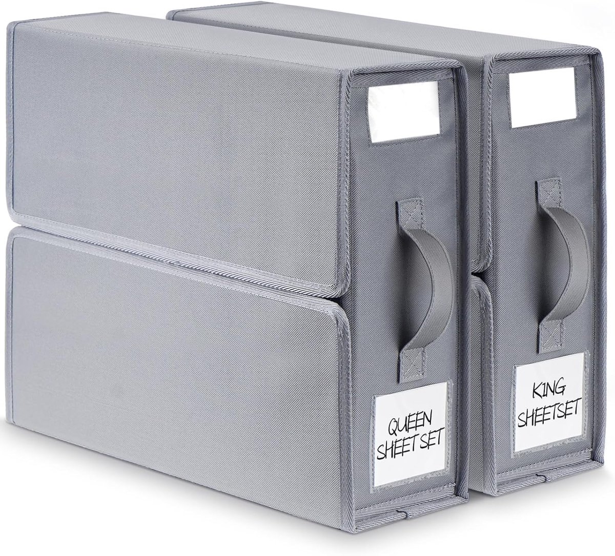 Opbergzakken Beddengoed - Linnen Organizer - Kast Opruimen - Set van Twee - 38x30x11cm - Grijs