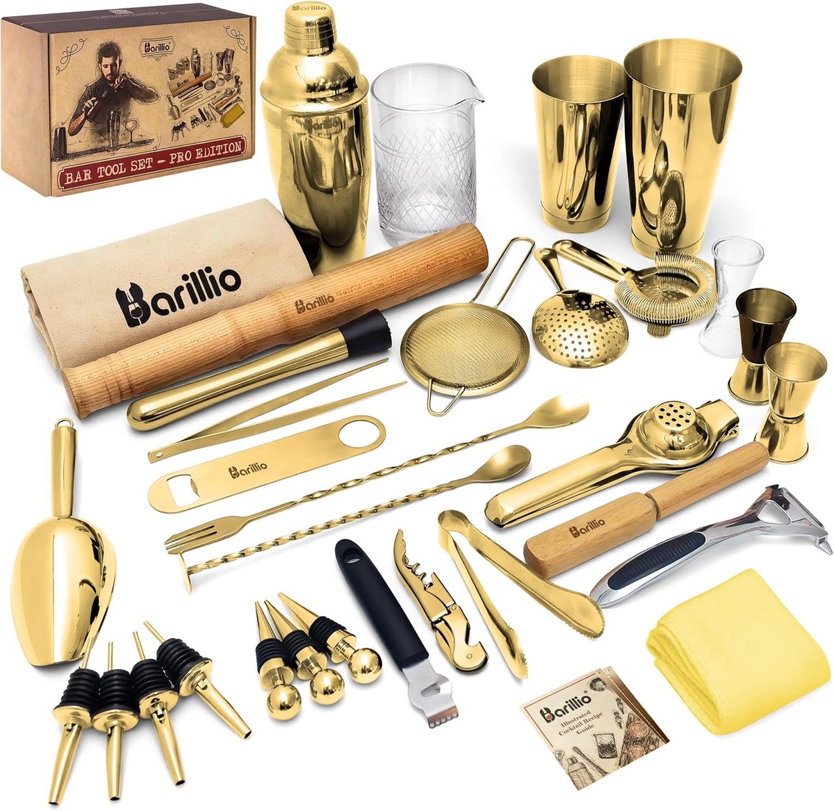 Bar Gereedschap Set - Cocktail Shaker Kit - Drankjes Maken - Complete Set - Goud