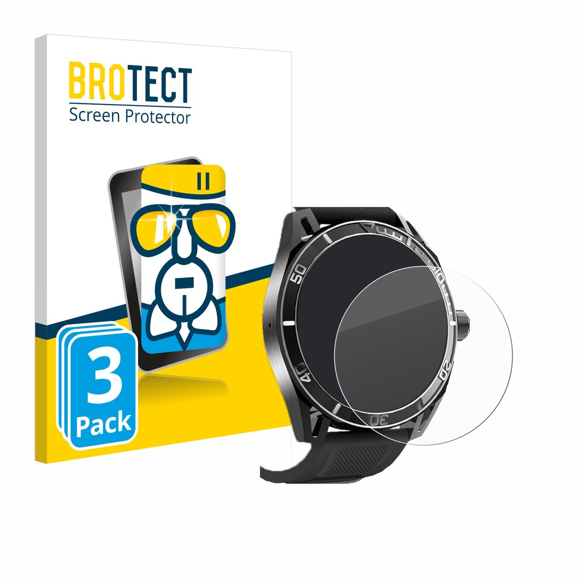 Screenprotector 3 Stuks voor Yuede Smartwatch 1.43" (rond) Beschermglas transparant