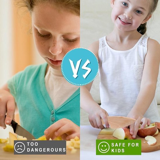 10 stuks houten kinderkookmessenset - Kinderkookspeelgoedset - Snijplank en messenset voor kinderen - Praktische keukengereedschappen voor peuters - Geschikt voor het snijden van groenten, fruit, salades en cake - Geschikt voor kleine chefs (2-6 jaar — afbeelding 4