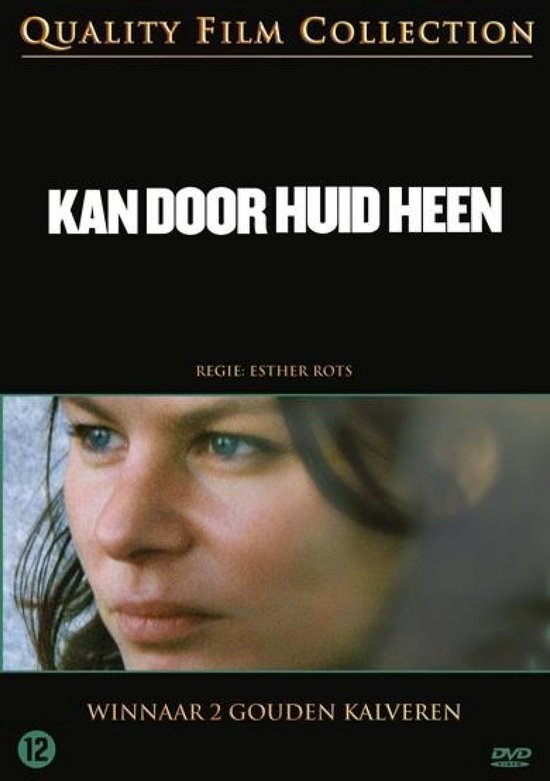 DVD-hoes "Kan Door Huid Heen" met close-up van een vrouw met blauwe ogen. Regie: Esther Rots. Winnaar 2 Gouden Kalveren.
