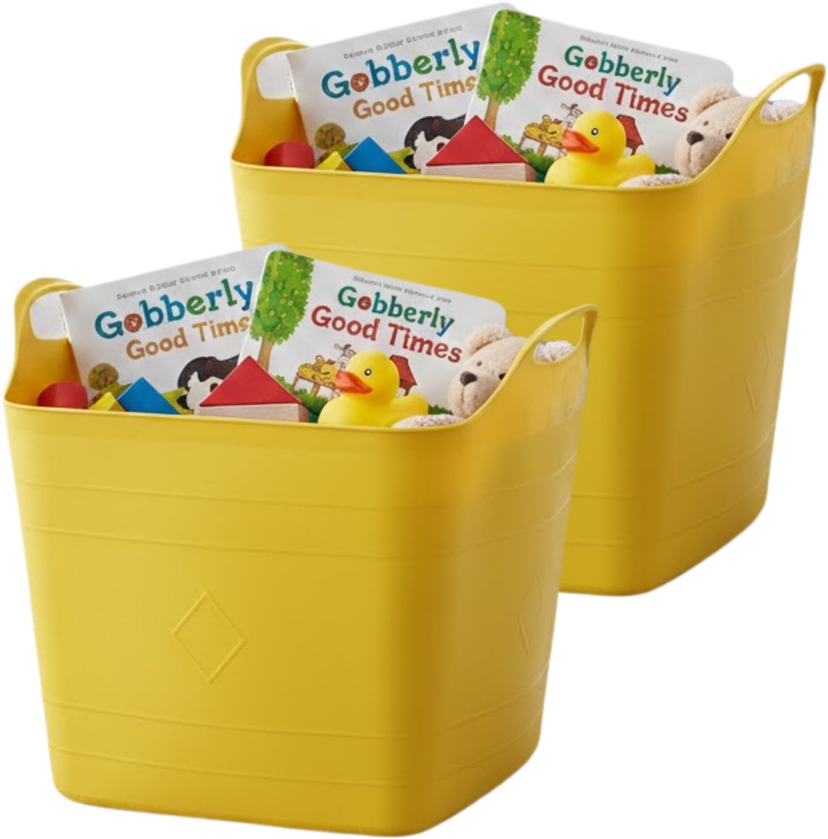 Storage solutions speelgoedmand - 2x - geel - 25 l - kunststof - 40 x 35 cm - opbergmand