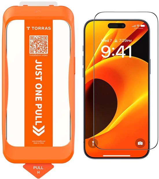 TORRAS Install Master 9H Tempered Glass Compatible avec Apple iPhone 17 - Protection d'écran avec Cadre - Installation Facile - Couverture Totale - Glas Testé Militaire