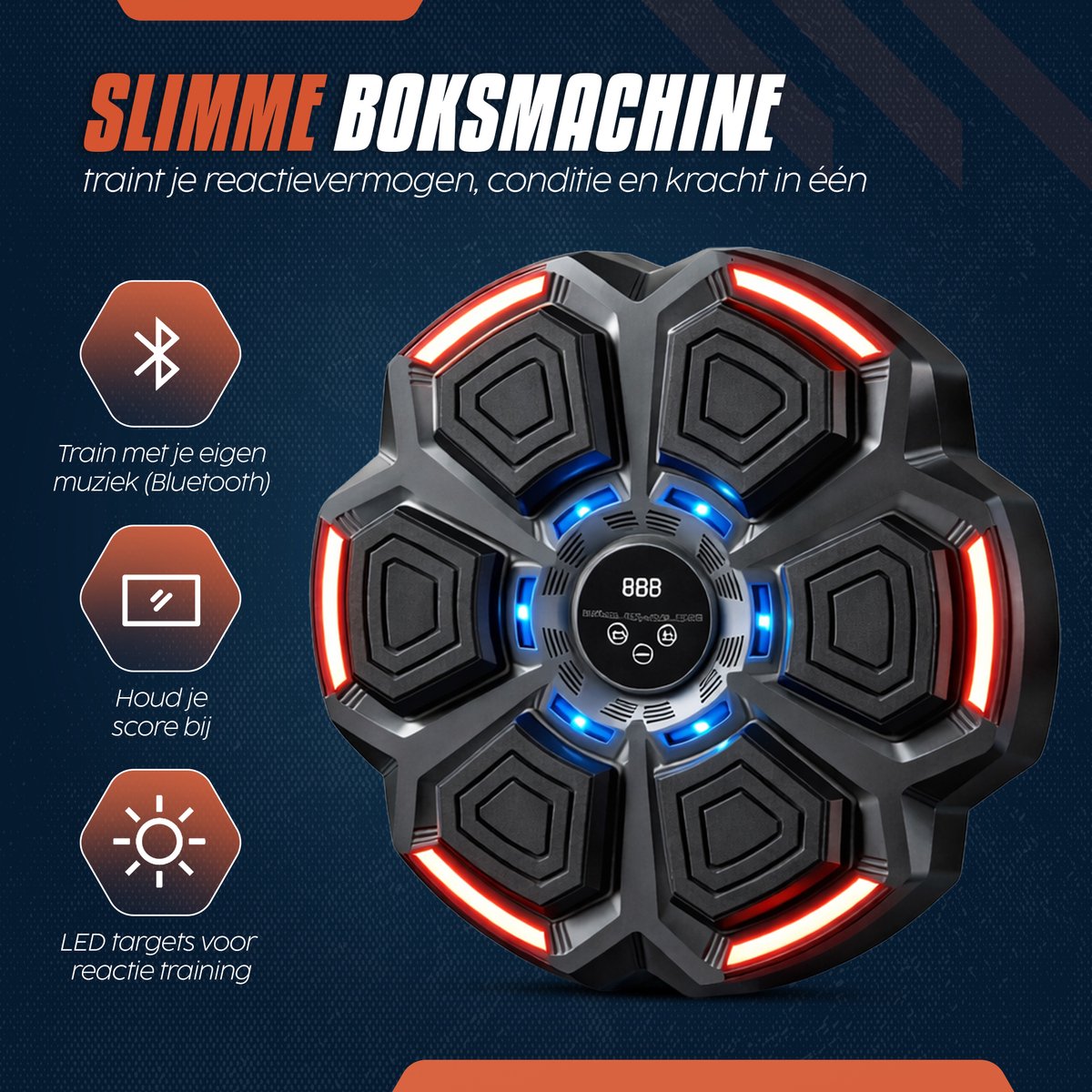 Boxing Machine - Incl. Bokshandschoenen / Springtouw En Reflex Ball - Bokszak - Boksmachine - Boksen - Music — afbeelding 3