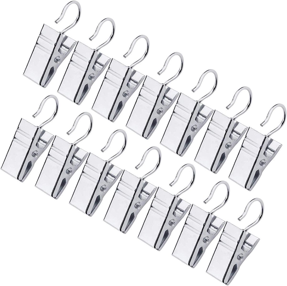 14-delige set stevige metalen gordijnclips, geschikt voor gordijnen, foto's, feestdecoraties en kunstwerken - zilver