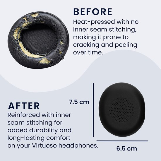 Kwmobile 2x Oorkussens – Vervanging Voor Jabra Evolve 2 65 / Evolve 65 SE, Kunstleer, Beige, Zachte Schuimvulling