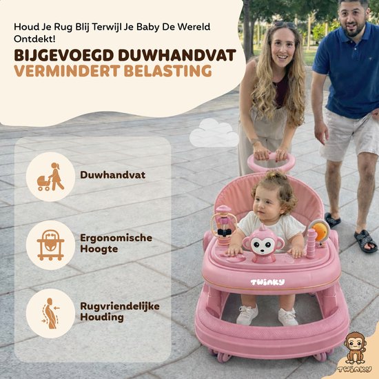 Twinky® Babywalker GO - 4-in-1 Loopstoel Baby & Loopwagen met 3-delige speelset - Loopstoeltje & Loopkar Inklapbaar inclusief Voetenmat en Steel van Merkloos — afbeelding 5