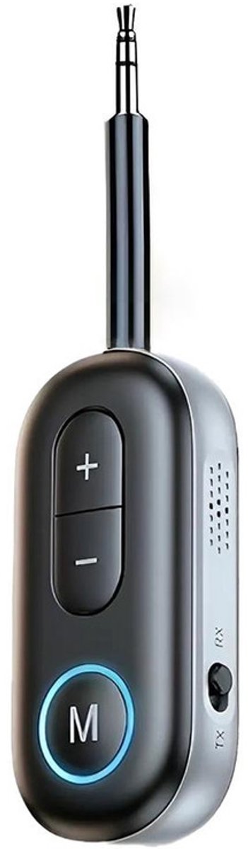 2-in-1 Bluetooth 5.3 Auto Audio Adapter - 3.5mm AUX Zender en Ontvanger - 14 uur - USB-C Oplaadbaar - zwart