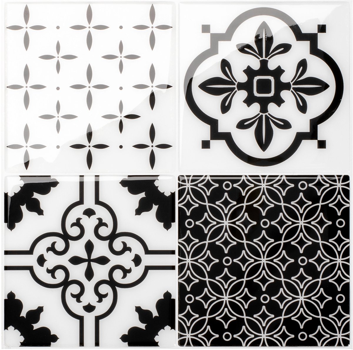 Smart Tiles Zelfklevende keuken achterwand voor keuken en badkamer Vintage Zwart/Wit 4 22,86x22,86 cm