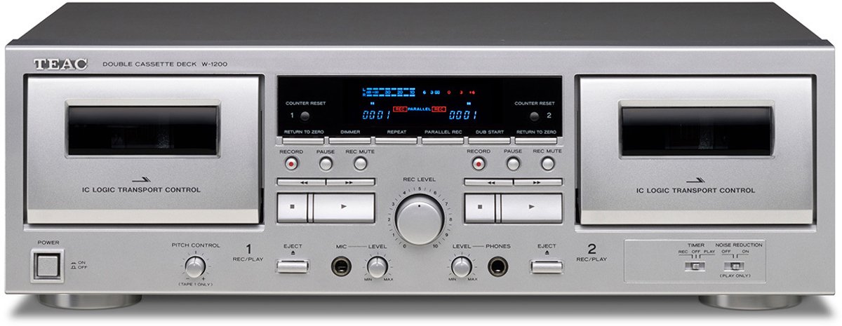 TEAC W-1200 dubbele cassettespeler, Zilver