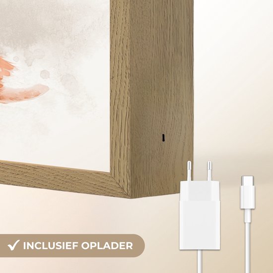 Nachtlampje 30x40 cm - Kinder lamp - Vos - Pastel kleuren - Dier - Tafellamp kinderkamer draadloos - Slaapkamer lampje - Bedlamp kinderen - Kinderlampje - Wandlamp babykamer - Nachtlampjes van Merkloos — afbeelding 5