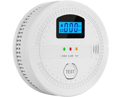 Rook- en koolmonoxidemelder in één - Brandalarm - Rookmelder - Slimme koolmonoxidemelder - Werkt op batterijen - Geschikt voor thuis, op reis of in een camper, draagbaar, digitaal display (1 stuk) - Batterijen niet inbegrepen