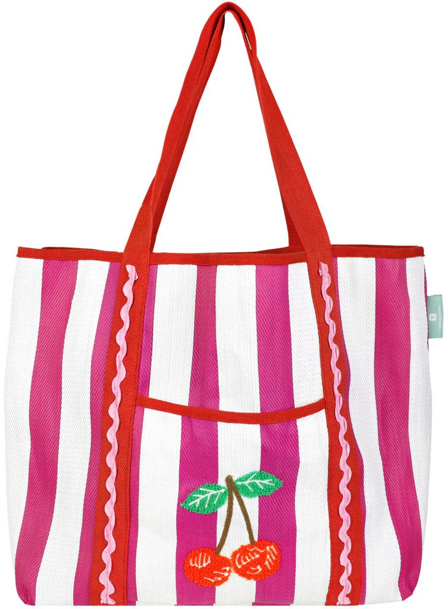 Talking Tables - Tote Bag Cherry - gerecycleerd materiaal - brede bodem