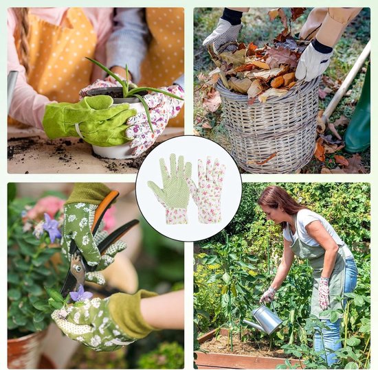 3 paar - Tuinhandschoenen - Tuinhandschoenen voor dames - Antislip tuinhandschoenen - 22.5*10cm - Kleurrijk - Polyester-katoen, PVC - Doornbestendig - Tuinhandschoenen voor bloemen - Geschikt voor Tuinieren, Schoonmaken en Vissen van Merkloos	 — afbeelding 4