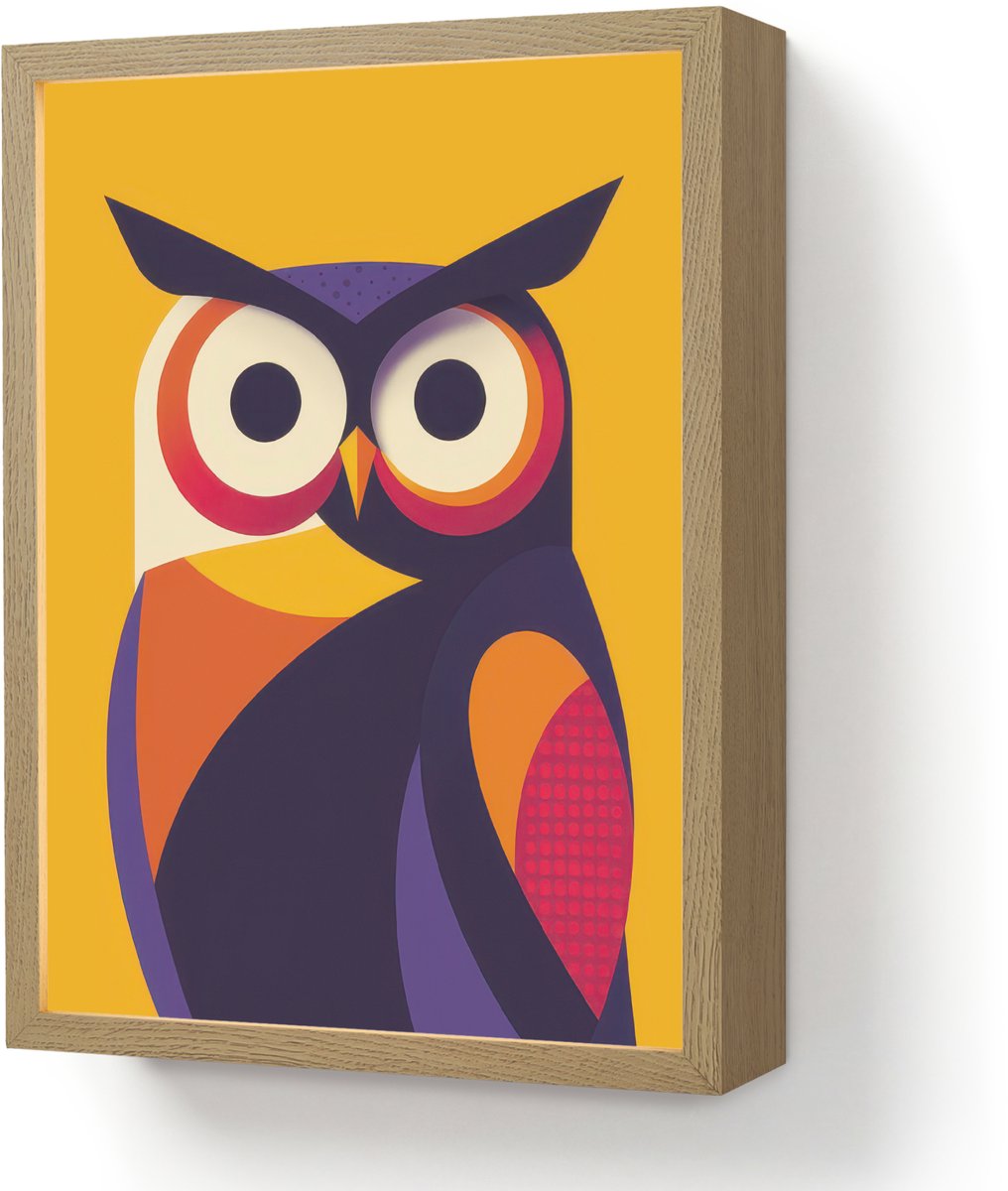 Wandlamp 30x40 cm - Oplaadbaar - Uil - Grafisch - Kleurrijk - Ogen - Wandlampen binnen woo