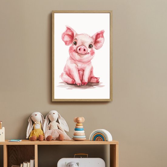 Nachtlampje 40x60 cm - Kinder lamp - Varken - Roze - Baby dier - Boerderij dieren - Tafellamp kinderkamer draadloos - Slaapkamer lampje - Bedlamp kinderen - Kinderlampje - Wandlamp babykamer - Nachtlampjes van Merkloos — afbeelding 3