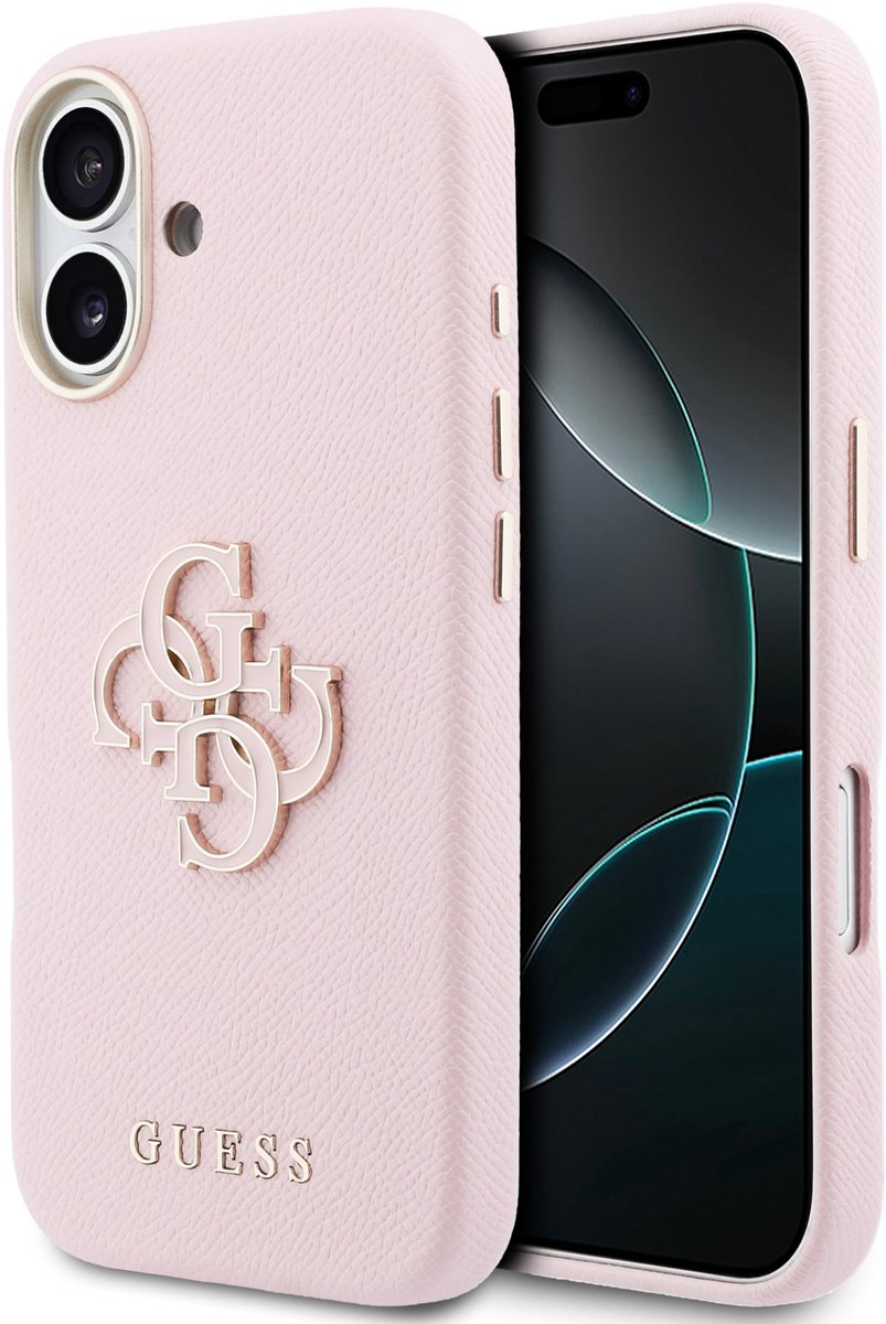 Guess PU Resin Logo Backcover - Geschikt voor iPhone 17 - Roze