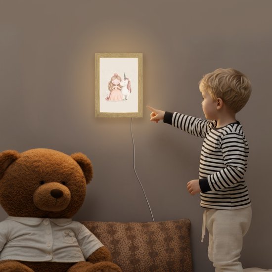 Nachtlampje 15x20 cm - Kinder lampje - Prinses - Eenhoorn - Pastel - Tafellamp kinderkamer - Slaapkamer lamp - Bedlamp kinderen - Kinderlampje stopcontact - Wandlamp babykamer - Nachtlampjes van Merkloos — afbeelding 5
