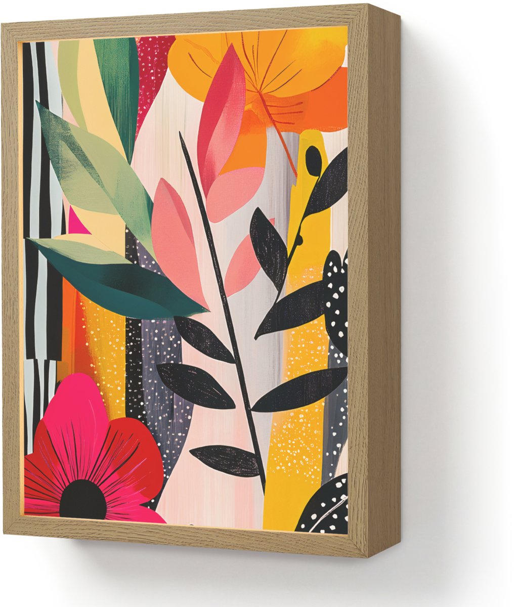 Wandlamp 30x40 cm - Oplaadbaar - Bloemen - Bladeren - Abstract - Kleurrijk - Wandlampen bi