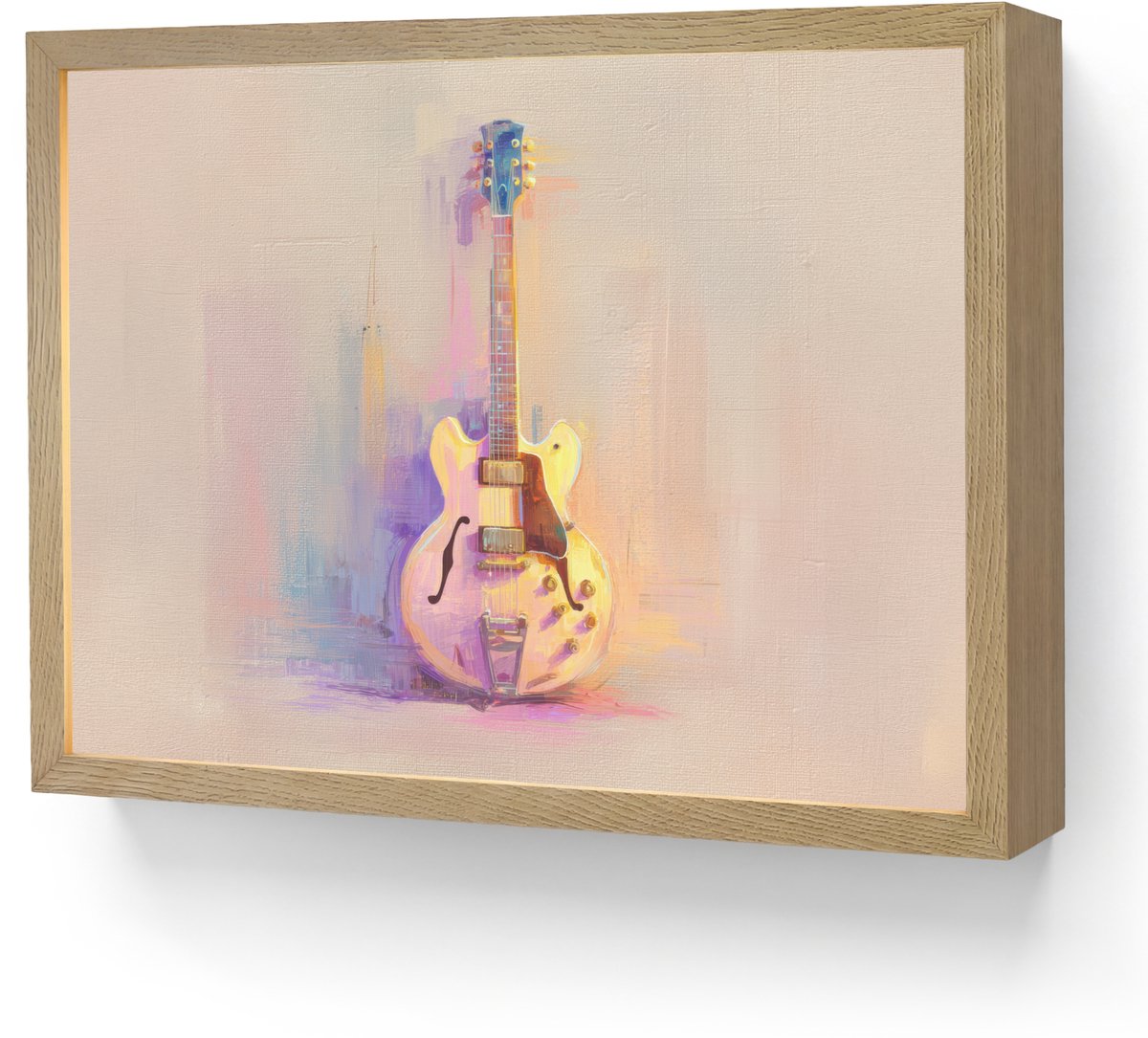 Wandlamp 40x30 cm - Oplaadbaar - Gitaar - Pastel - Schilderachtig - Wandlampen binnen woon