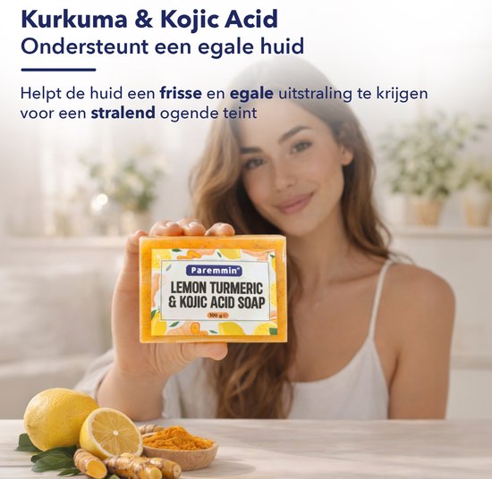 Lemon Turmeric & Kojic Acid Soap – Kurkuma Zeep 100% - Pigmentvlekken Verwijderen – Darkspot Remover