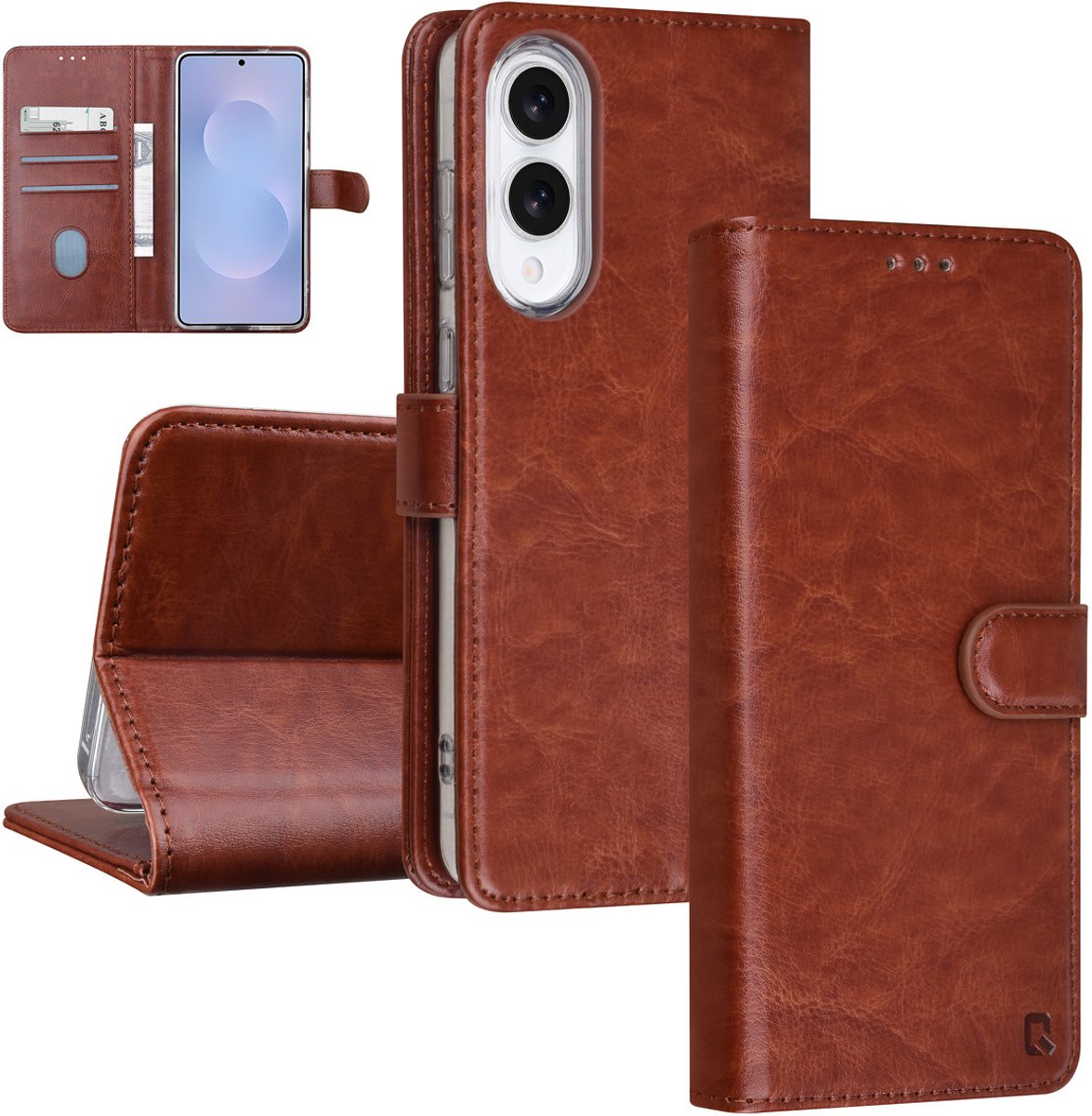 TUNIQ telefoonhoesje voor Samsung Galaxy S25 Edge - met kaarthouder - Bruin