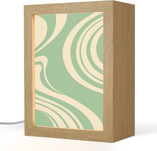 Tafellamp 15x20 cm - LED lamp - Golvende lijnen - Mintgroen - Dansende vormen -...