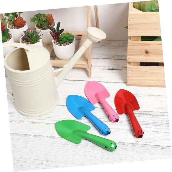 4 Stuks - Tuingereedschap - Handschepjes - Kleine Metalen Schepjes - 20*6.5cm - Rood + Blauw + Roze + Groen - Tuiniersgereedschap - Tuinieren - Moestuin Gereedschap - Plantenschep van Merkloos	 — afbeelding 3