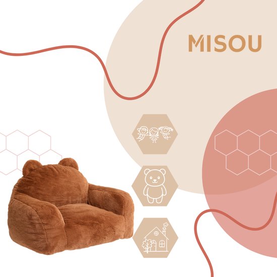MISOU Kinderfauteuil - Fauteuil - Kinderzetel - Peuterstoel - Teddy Stoel - 60x52x65 cm - Bruin - COZY — afbeelding 4