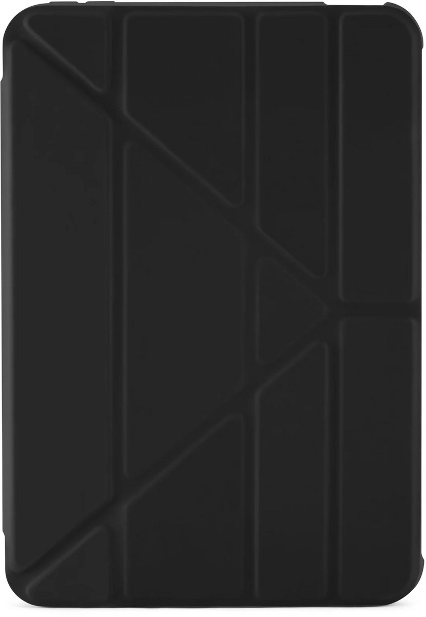 Pipetto Origami No1 Original hoesje iPad mini (6th gen/A17 Pro) – Automatische slaap-waak functie – 5-in-1 standposities – Apple Pencil-groef voor synchroniseren en opladen - Zwart