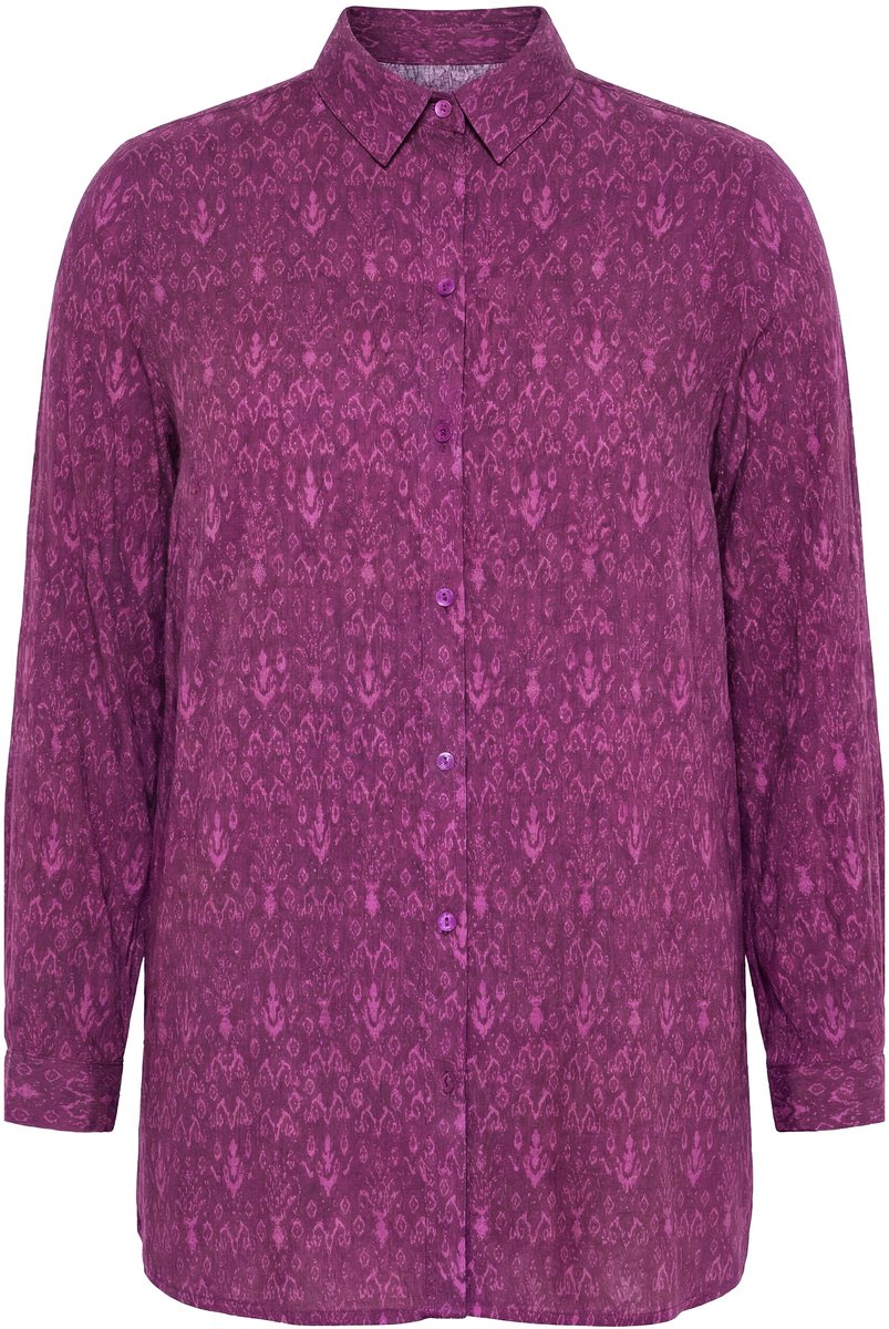 Studio Untold - Dames - Overhemdblouse Straight Shape paisley lange mouwen - Bes - Maat 42+