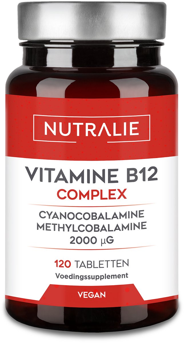 Nutralie Vitamine B12 Complex - 120 Tabletten - Energie en Immuniteit Supplementen - Mannen en Vrouwen - met Vitamine B6 & B9 - Veganistisch