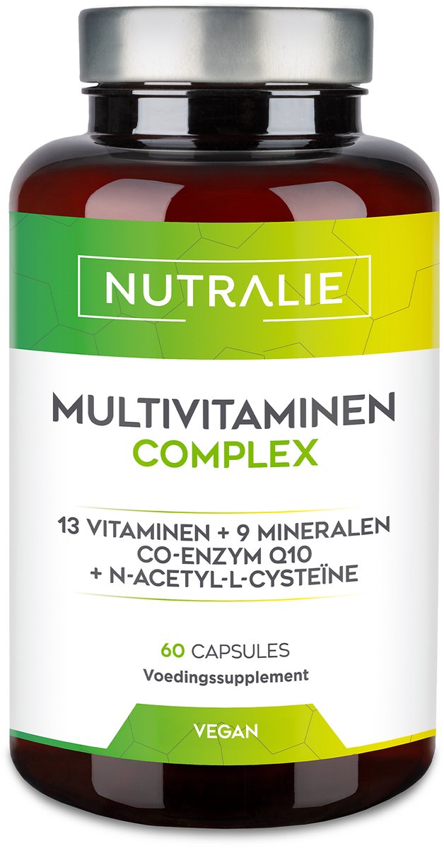 Nutralie Multivitaminen en Mineralen Complex - 60 Capsules - Energie & Dagelijk Supplementen - Mannen en Vrouwen - met Vitaminen A B C D E K, Q10, Magnesium, Omega 3 - Vegan