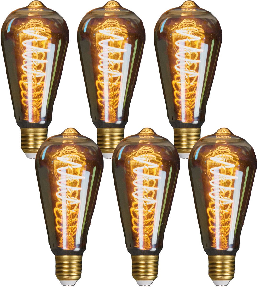 Anna's Collection LED Retro gloeilamp - 6x - dimbaar - designlamp - spiraal gloeidraad - 145 x 64 mm