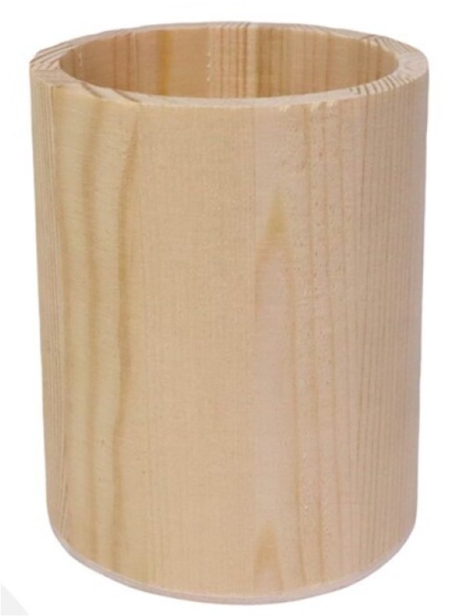 Concorde Pennenbakje - hout - 8 x 10 cm - rond - bureau organizer - cilnder
