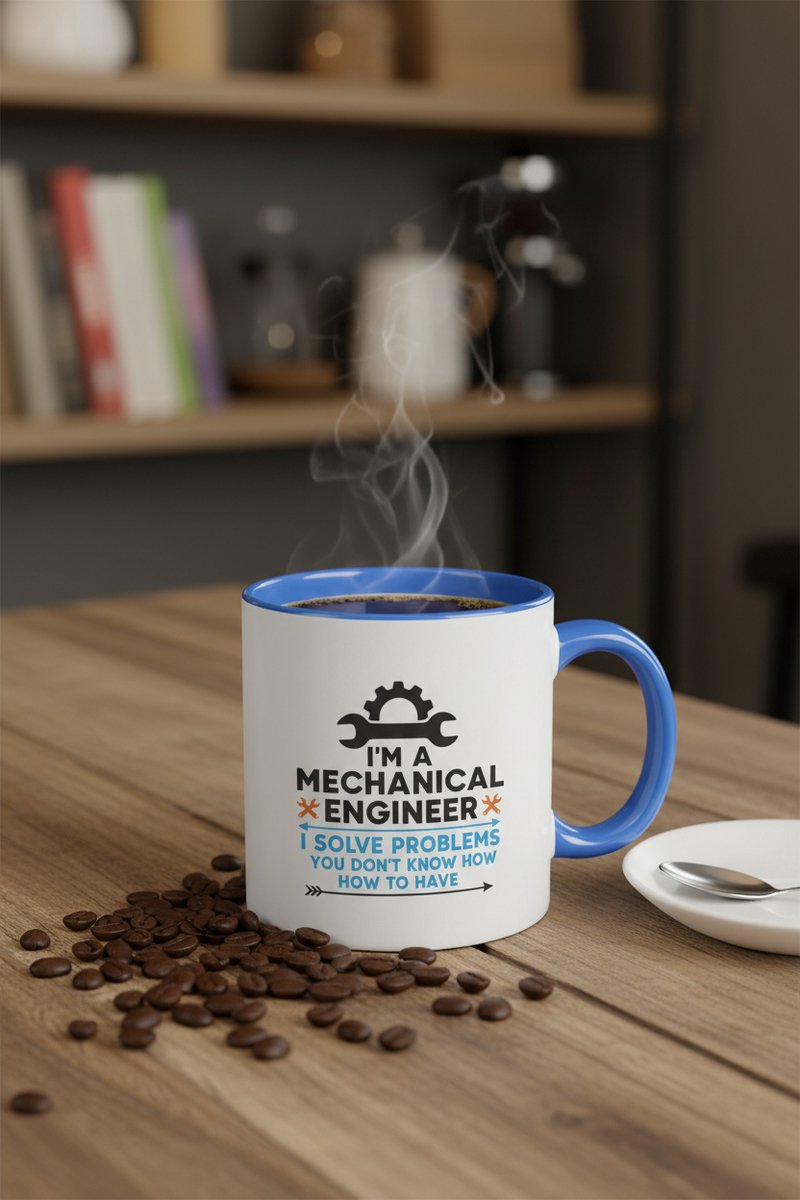 I’m a Mechanical Engineer Mok 330ml – Witte Keramische Koffiemok met Blauwe Oor – Grappige Engineering Quote Cadeau voor Ingenieurs — cadeau in Cadeau-ideeën - foto 3
