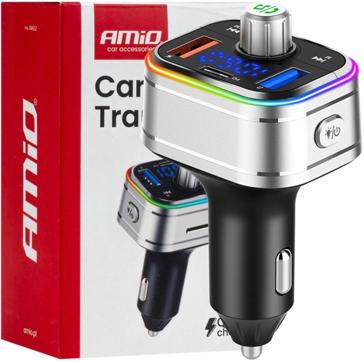 Car FM Transmitter 1×USB-C microSD 12V 24V – Bluetooth, Hands-Free Bellen en Multifunctioneel