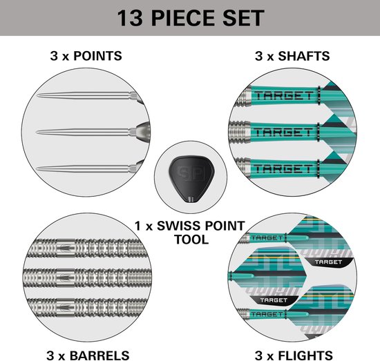 Target Darts Hydro Steel Tip Dartset 22G Barrel 01 - 90% Tungsten - Swiss Point Technologie - Pro Grip Shafts - Pro Ultra Flights - Inclusief Swiss Point Tool en DartCounter App van Target Darts — afbeelding 3