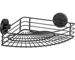 WENKO Vacuum-Loc Hoekrek Bari mat zwart 31x22cm - Doucherek - Douchemand - Bevestigen zonder boren