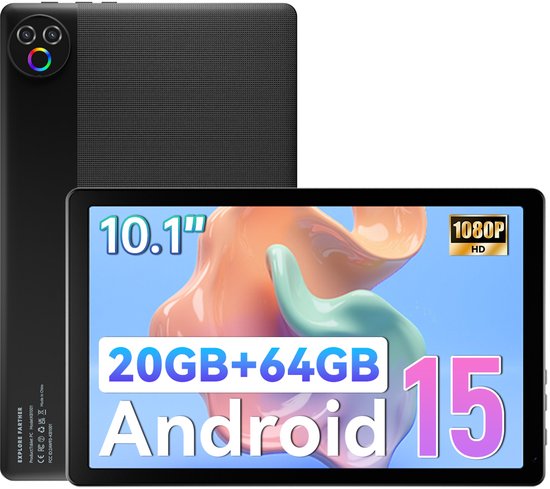 Hotlight MB1001 - Android 15 Tablet - 10.1 inch - 20(3+17)GB RAM/64GB ROM– 5000mAh - Zwart