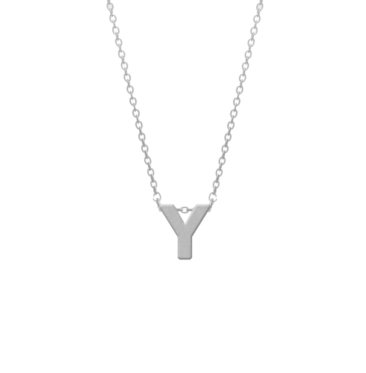 CO88 Collection Alphabet 8CN-11024 Stalen Collier met Hanger - Letter Y - 9 mm - Lengte 42+5 cm - Initiaal sieraad - Zilverkleurig
