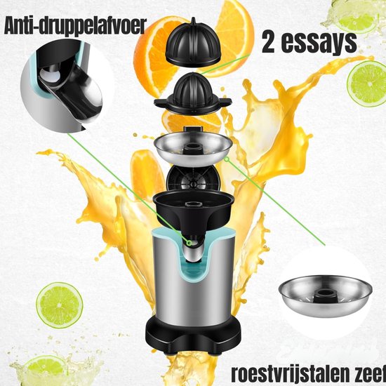 Aura® Citruspers electrisch - Citruspers - Sinaasappelpers- Zilver- 16cm x 22cm x 28cm van Merkloos — afbeelding 3