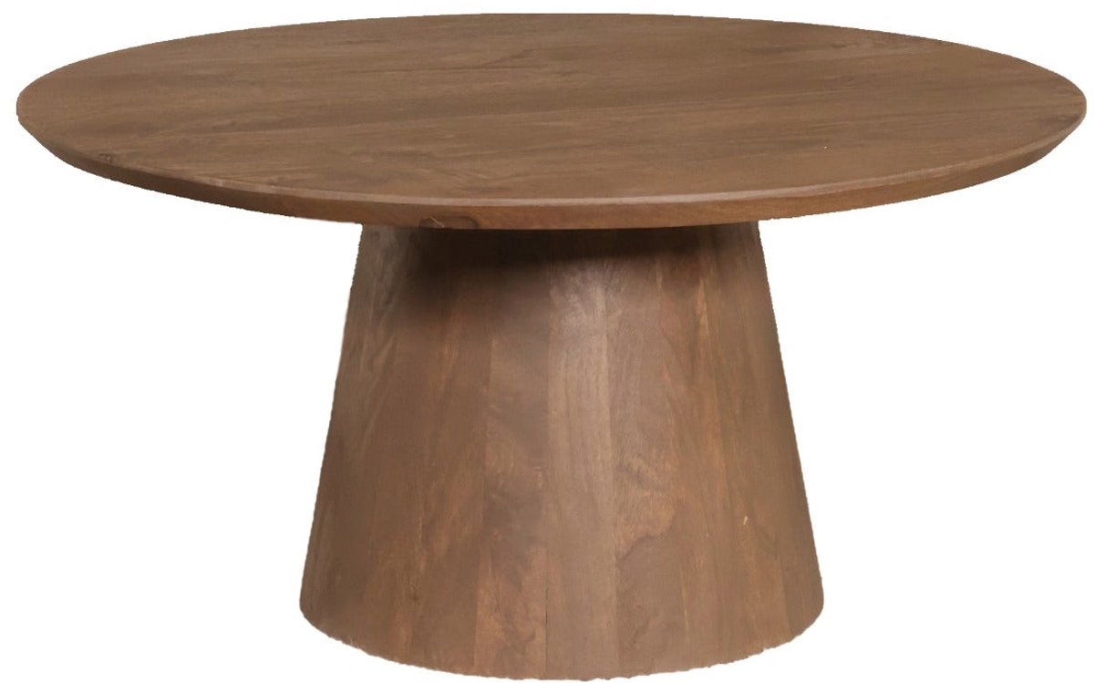 Salontafel Japandi rond walnoot mangohout 80cm Remi bijzettafel Japanse stijl