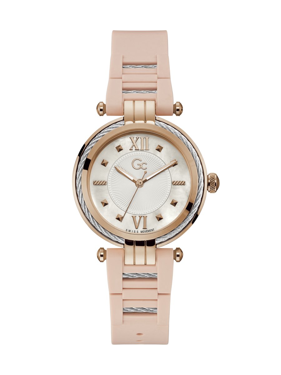 Gc Gc Cablebijou Quartz Analoog Horloge Rosé Gouden Tint Kast: 100 % Roestvrij Staal | Band: 100 % Siliconen 36 Y56005L1MF, Y56006L5MF