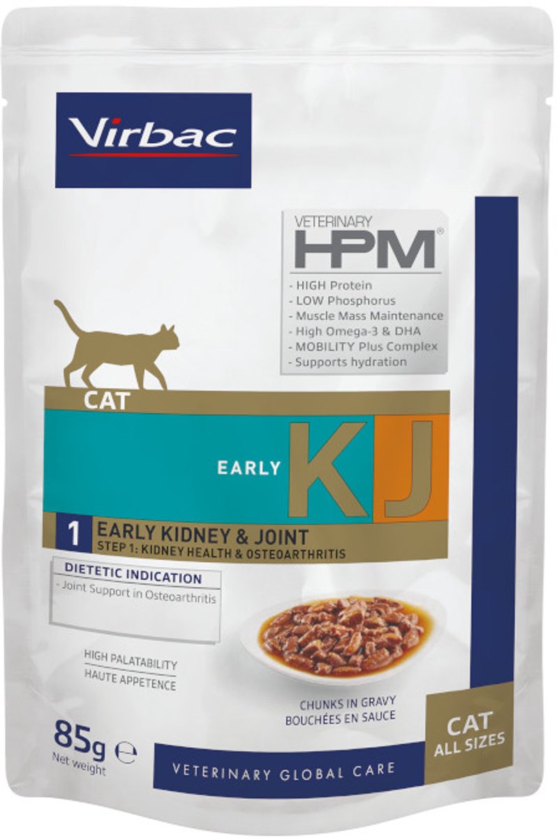 Virbac Veterinairy HPM Dietetic Cat Early Kidney Joint - Maaltijdzakje - 12 x 85 g